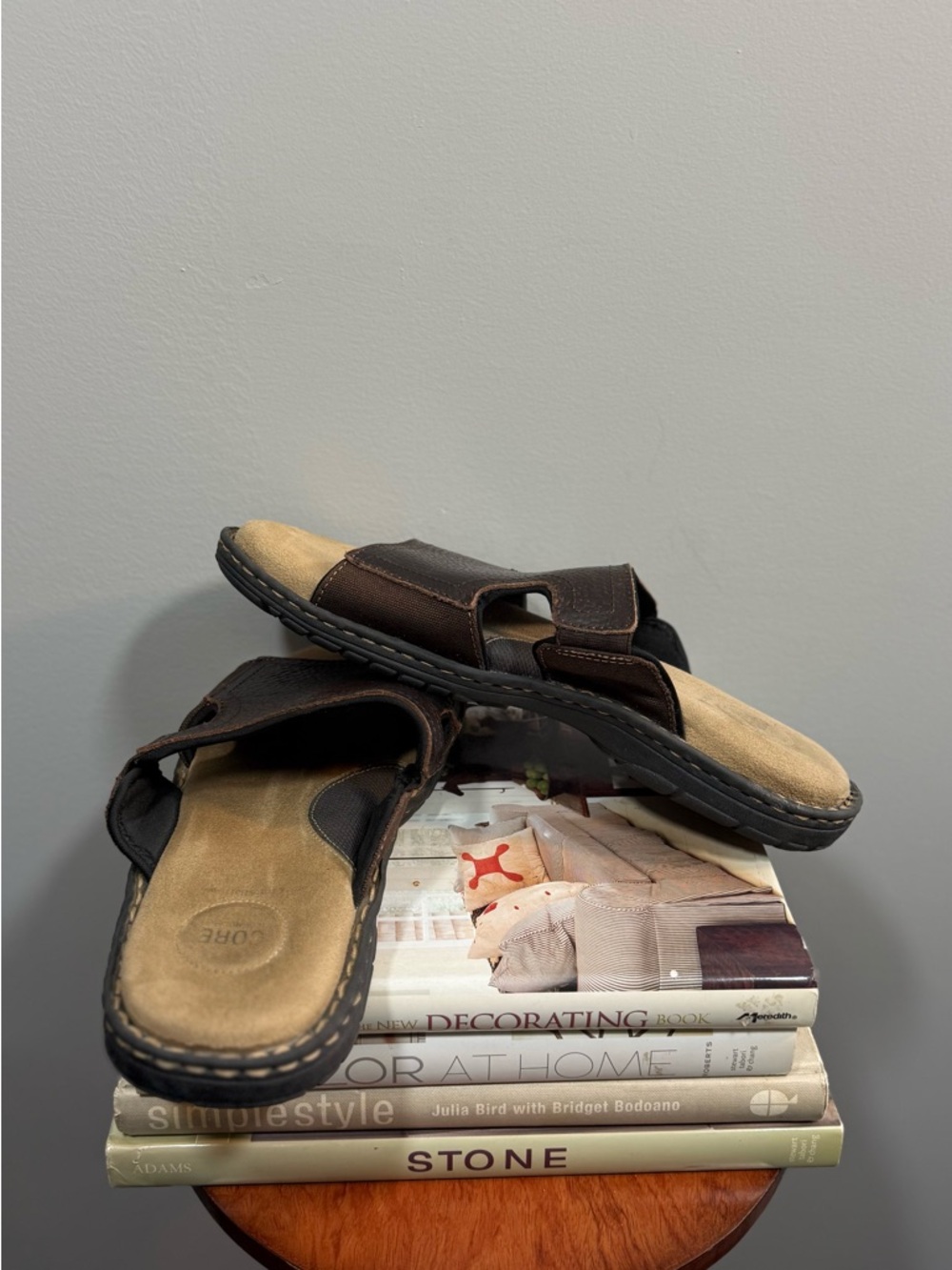 croft & barrow Dark Brown Leather Slide Sandals - Picture 8 of 12